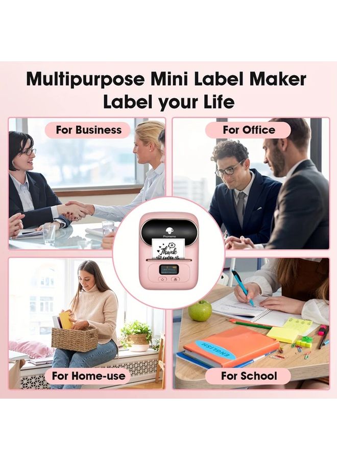 Pink Label Maker Printer With 3 Roll Labels And Case For Home Business - Image 5